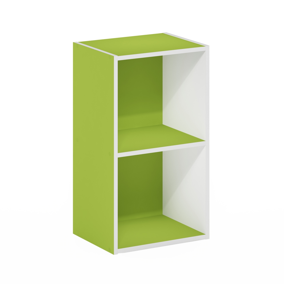Pasir 2-Tier Open Shelf Bookcase, Green & White