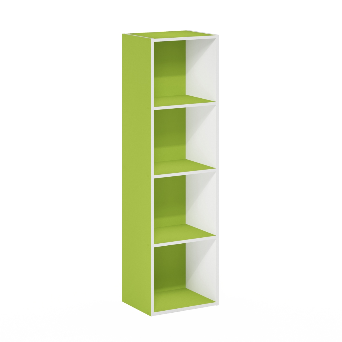 Pasir 4-Tier Open Shelf Bookcase, Green & White