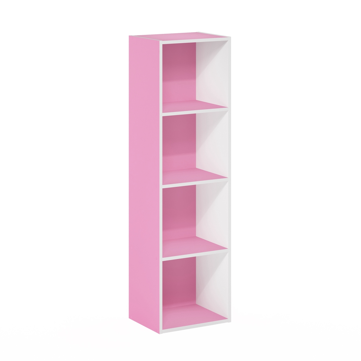 21047PIWH Pasir 4-Tier Open Shelf Bookcase, Pink & White