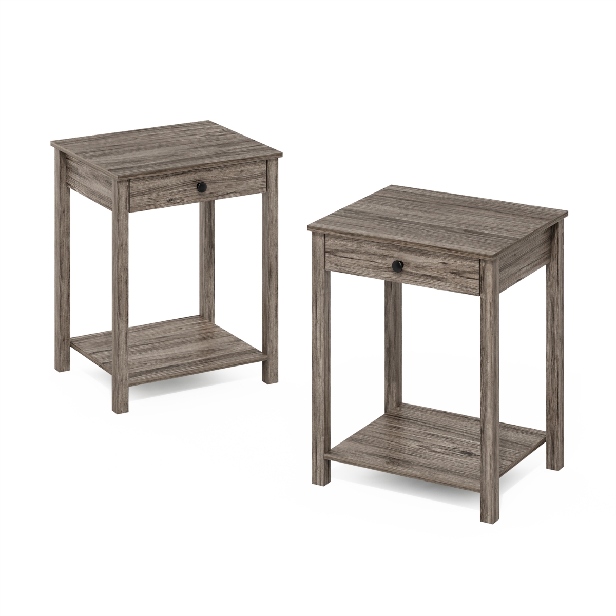 Classic Side Table with Drawer, Rustic Oak - Set of 2
