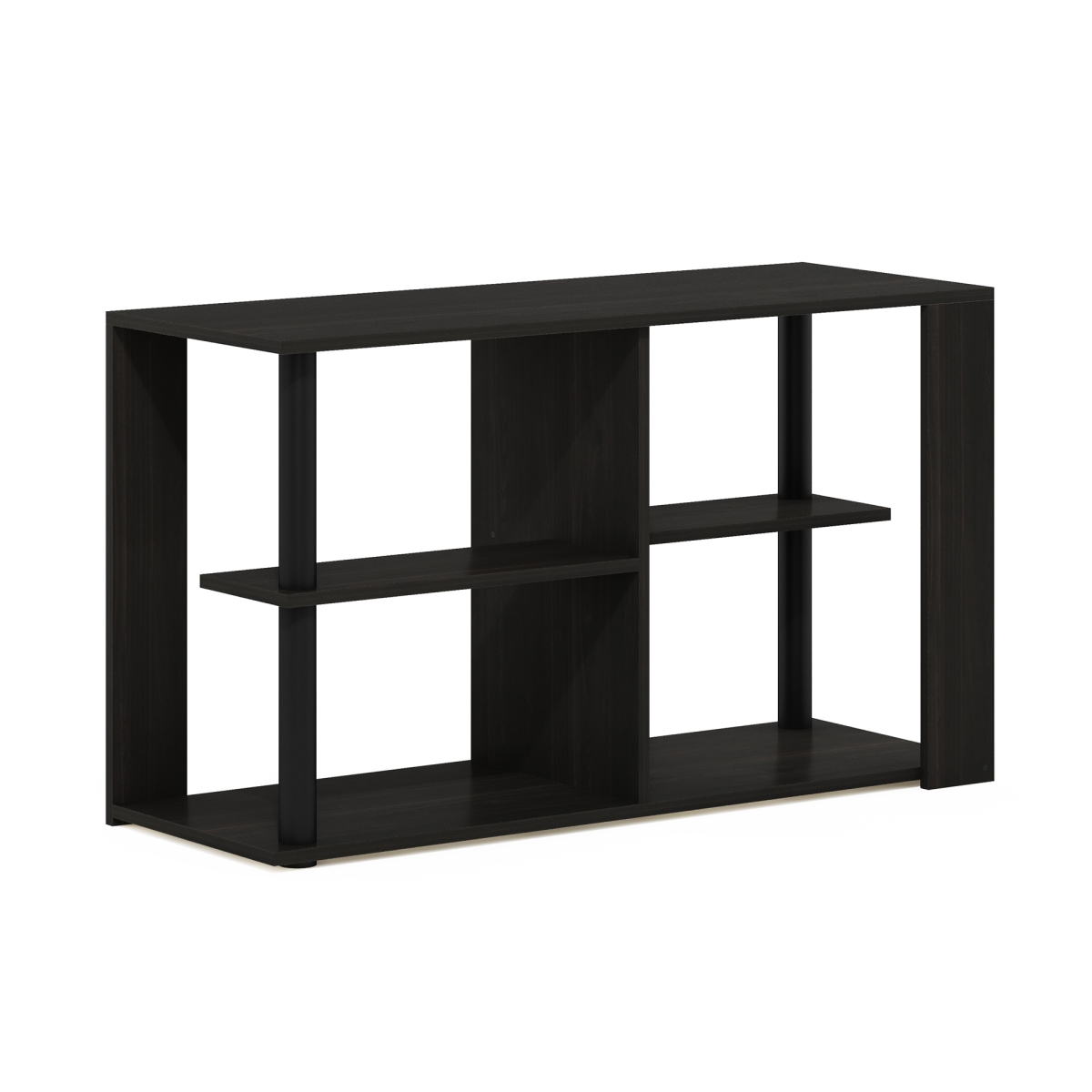 Romain Narrow Coffee Table with Shelves, Espresso & Black