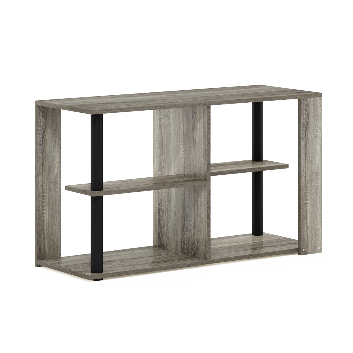 Romain Narrow Coffee Table with Shelves, French Oak & Black