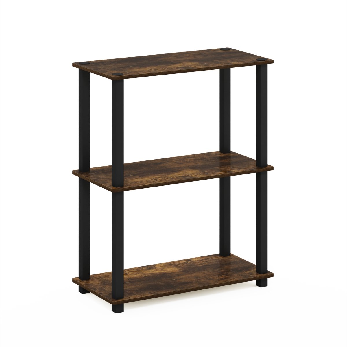 Picture of Furinno 18025APBK Turn-S-Tube 3-Tier Compact Multipurpose Shelf Display Rack with Square Tube&#44; Amber Pine & Black
