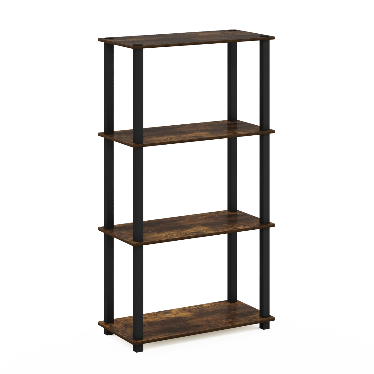 Picture of Furinno 18028APBK Turn-S-Tube 4-Tier Multipurpose Shelf Display Rack with Square Tube&#44; Amber Pine & Black