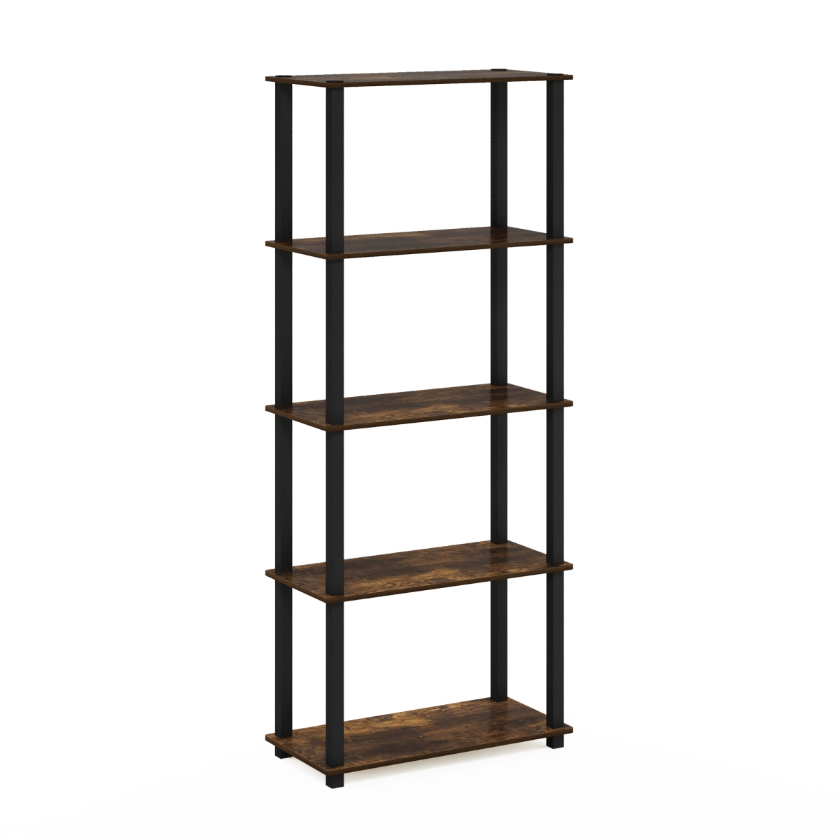 Picture of Furinno 18123APBK Turn-S-Tube 5-Tier Multipurpose Shelf Display Rack with Square Tubes&#44; Amber Pine & Black