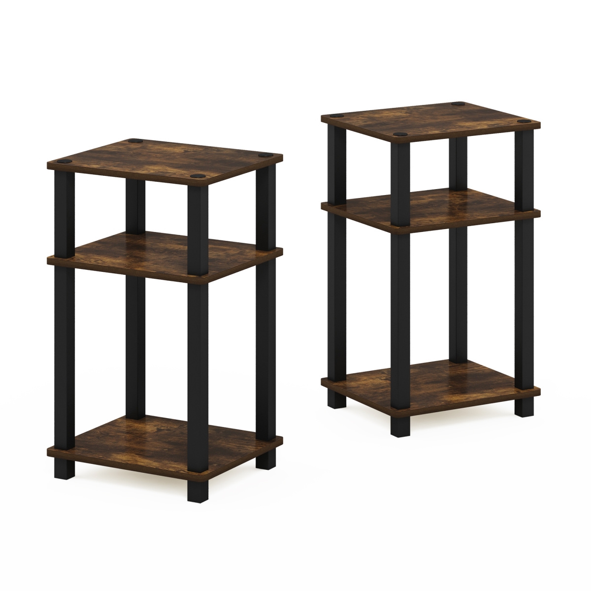 Just 3-Tier Turn-N-Tube End Table, Amber Pine & Black - Pack of 2
