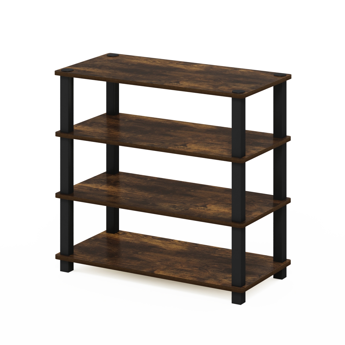 Turn-S-Tube 4-Tier Shoe Rack, Amber Pine & Black
