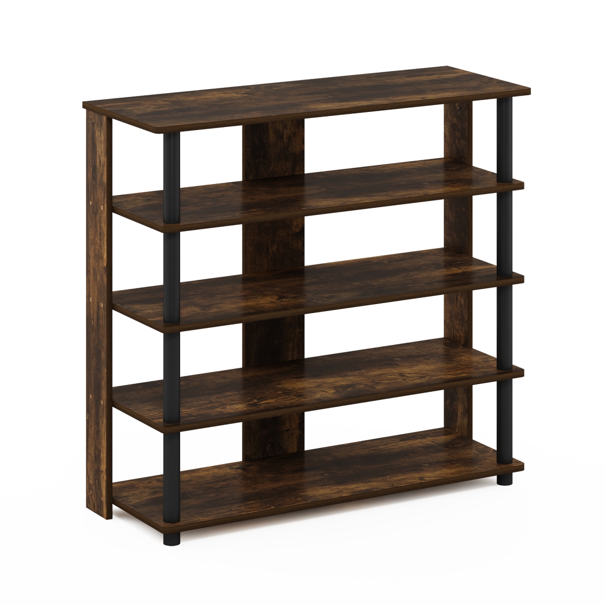 Turn-N-Tube 5 Tier Wide Shoe Rack, Amber Pine & Black