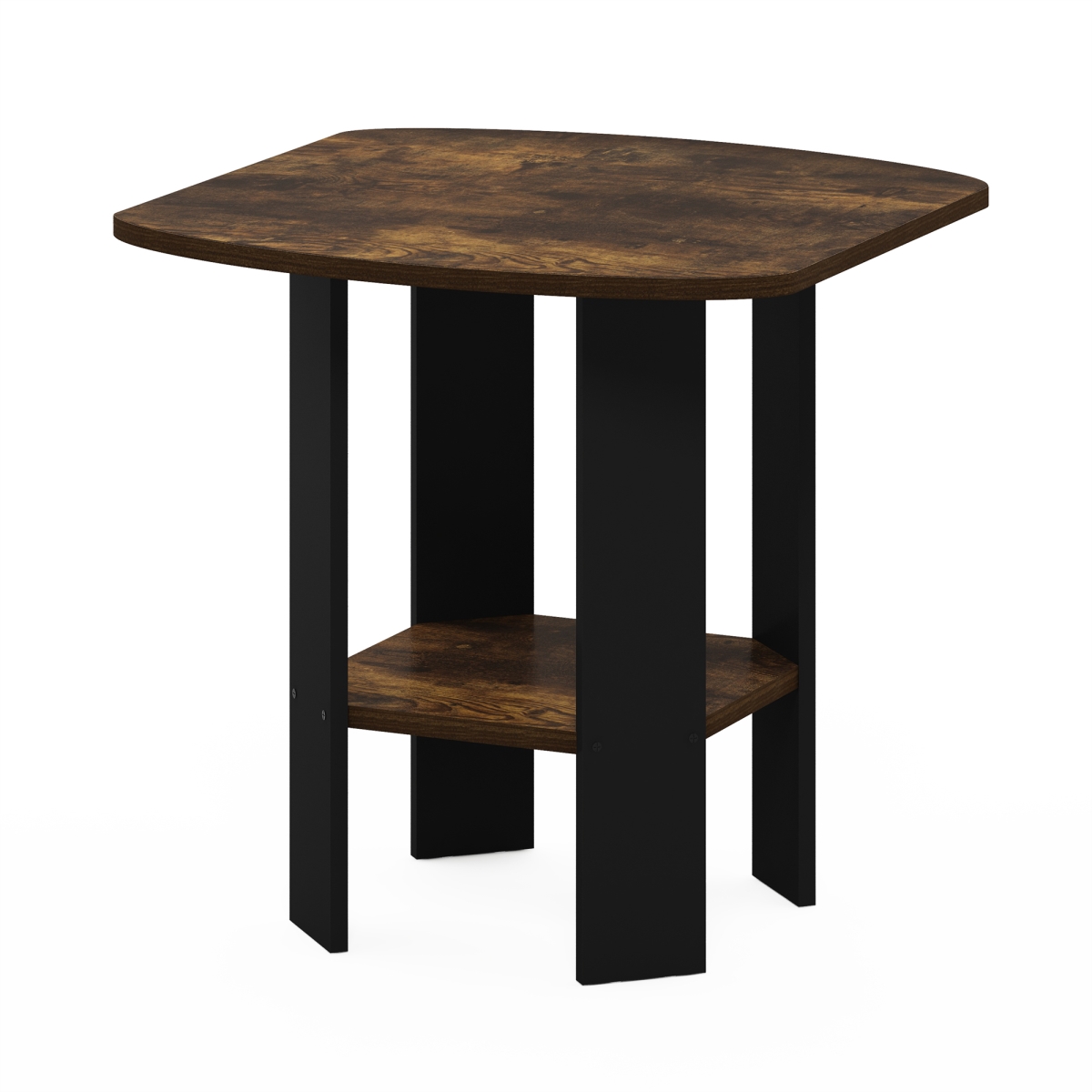 Simple Design End & Side Table, Amber Pine & Black