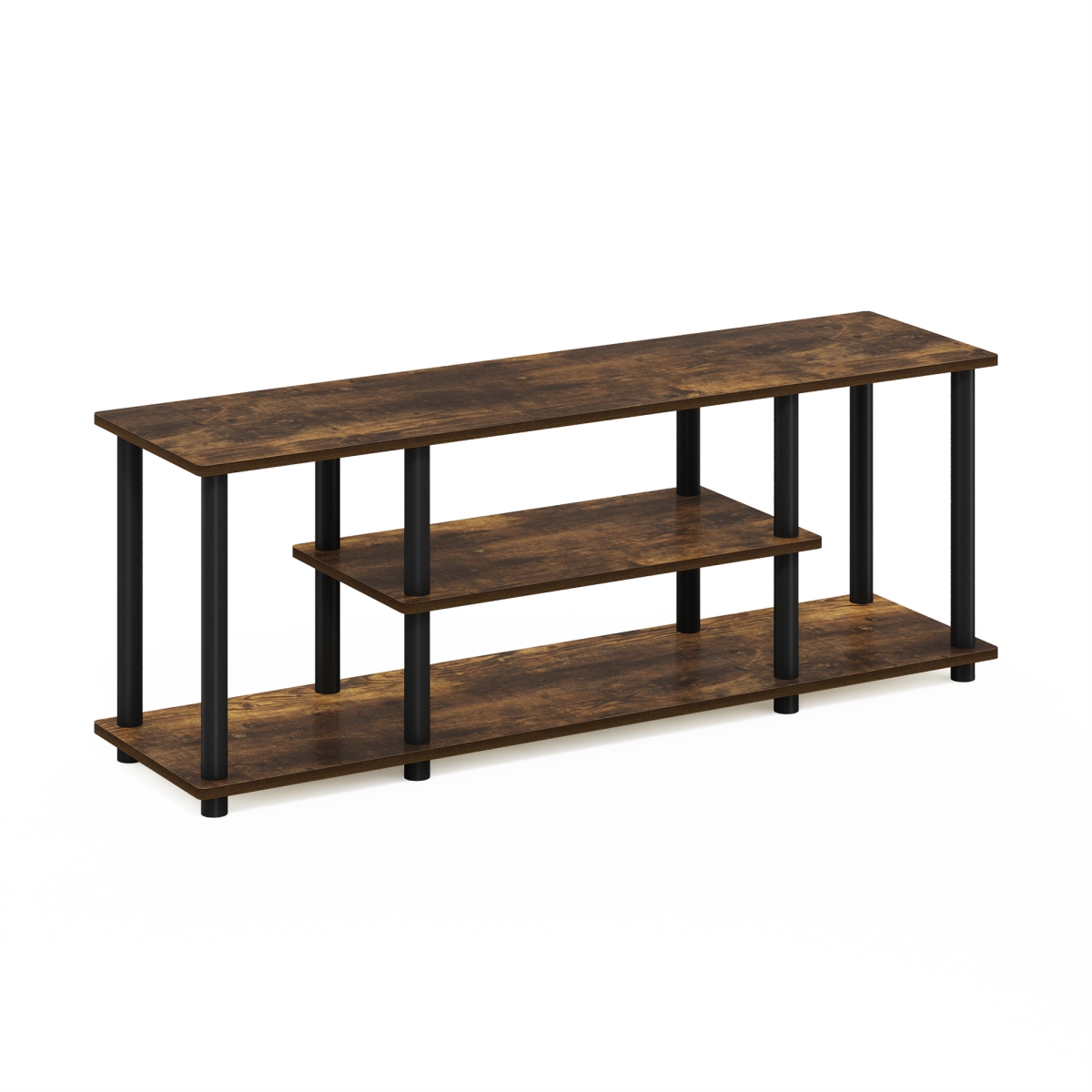Turn-N-Tube No Tools 3D 3-Tier Entertainment TV Stands, Amber Pine & Black