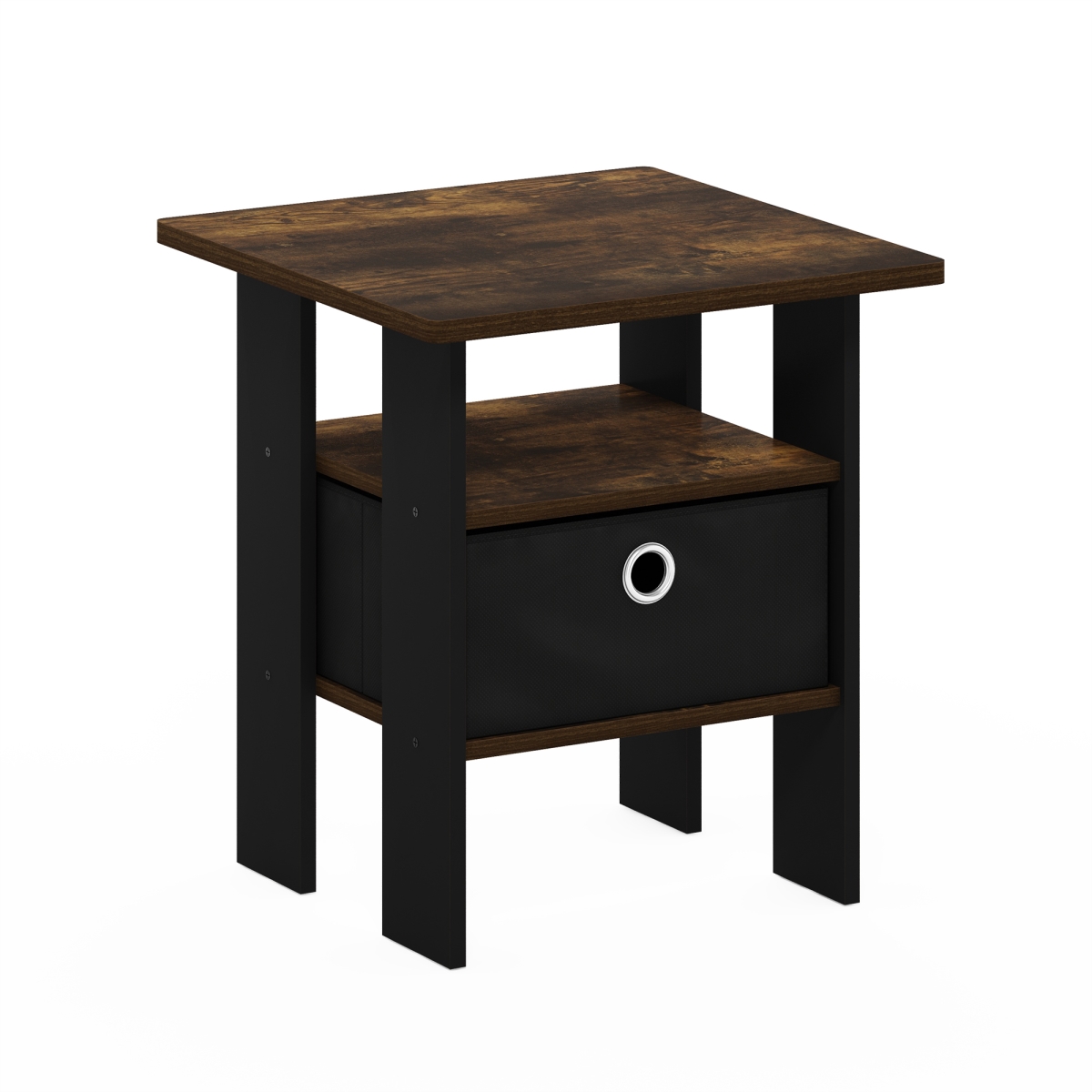 Andrey End Table Nightstand with Bin Drawer, Amber Pine & Brown
