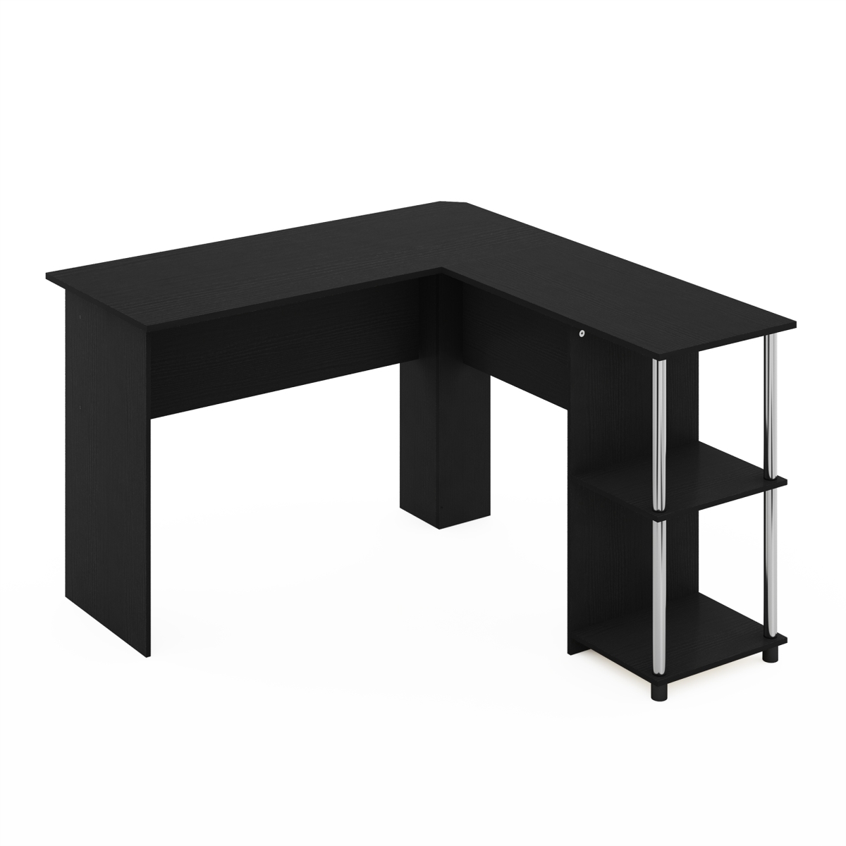 21340AMSS L-Shape Desk with Stainless Steel Tubes, Americano