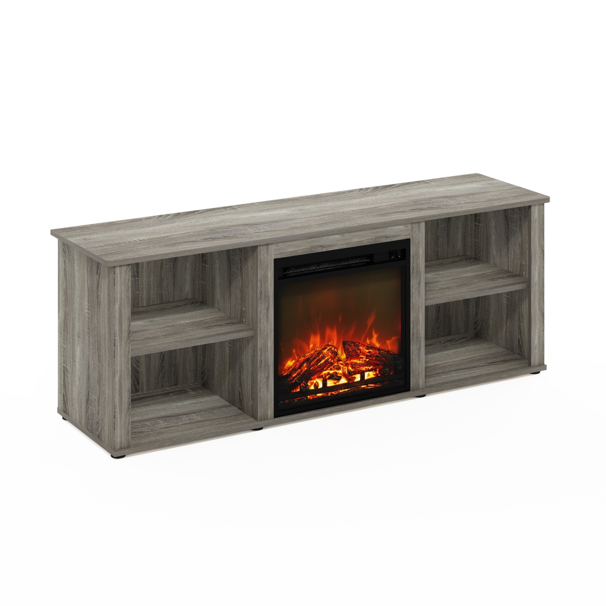 21347GYWF 60 in. Classic TV Stand with Fireplace, French Oak Grey
