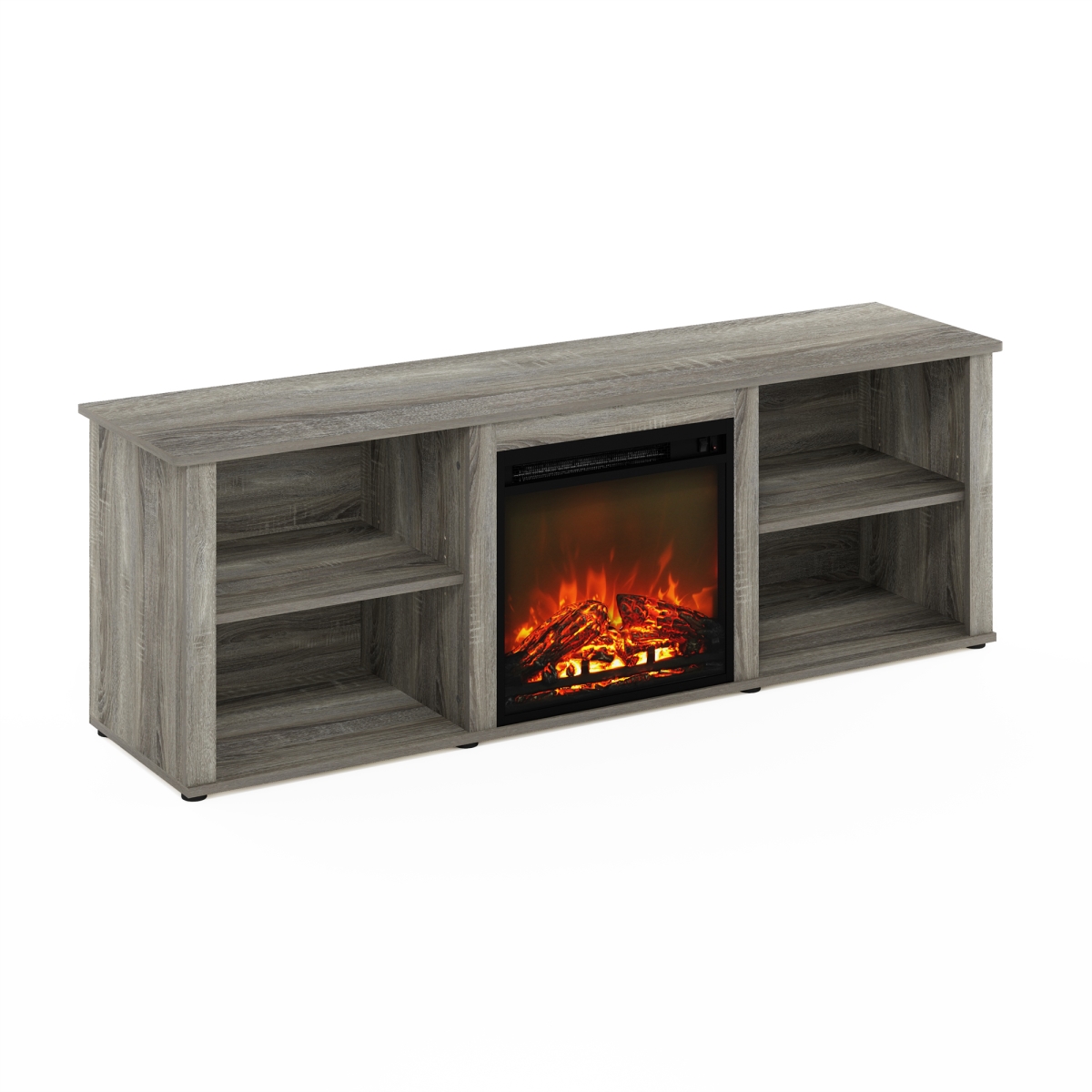 70 in. Classic TV Stand with Fireplace, French Oak Grey