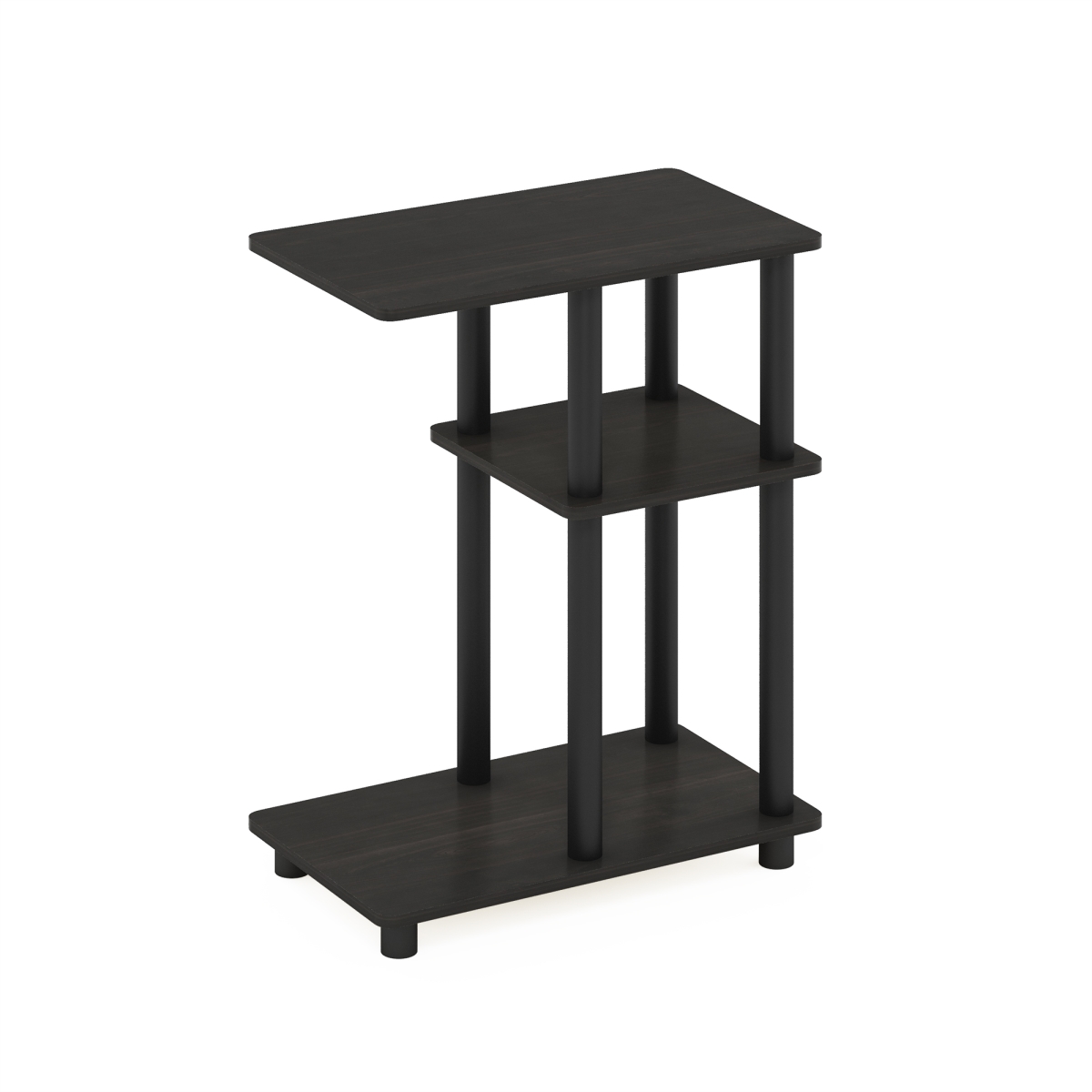 Turn-N-Tube C Shape Sofa Side Table, Espresso & Black