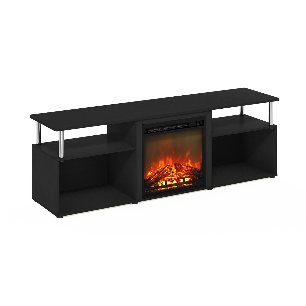 Jensen Open Storage Fireplace Entertainment Center for TV up to 70 in. with Stainless Steel Tubes, Americano & Chrome -  LRL, LR3038852