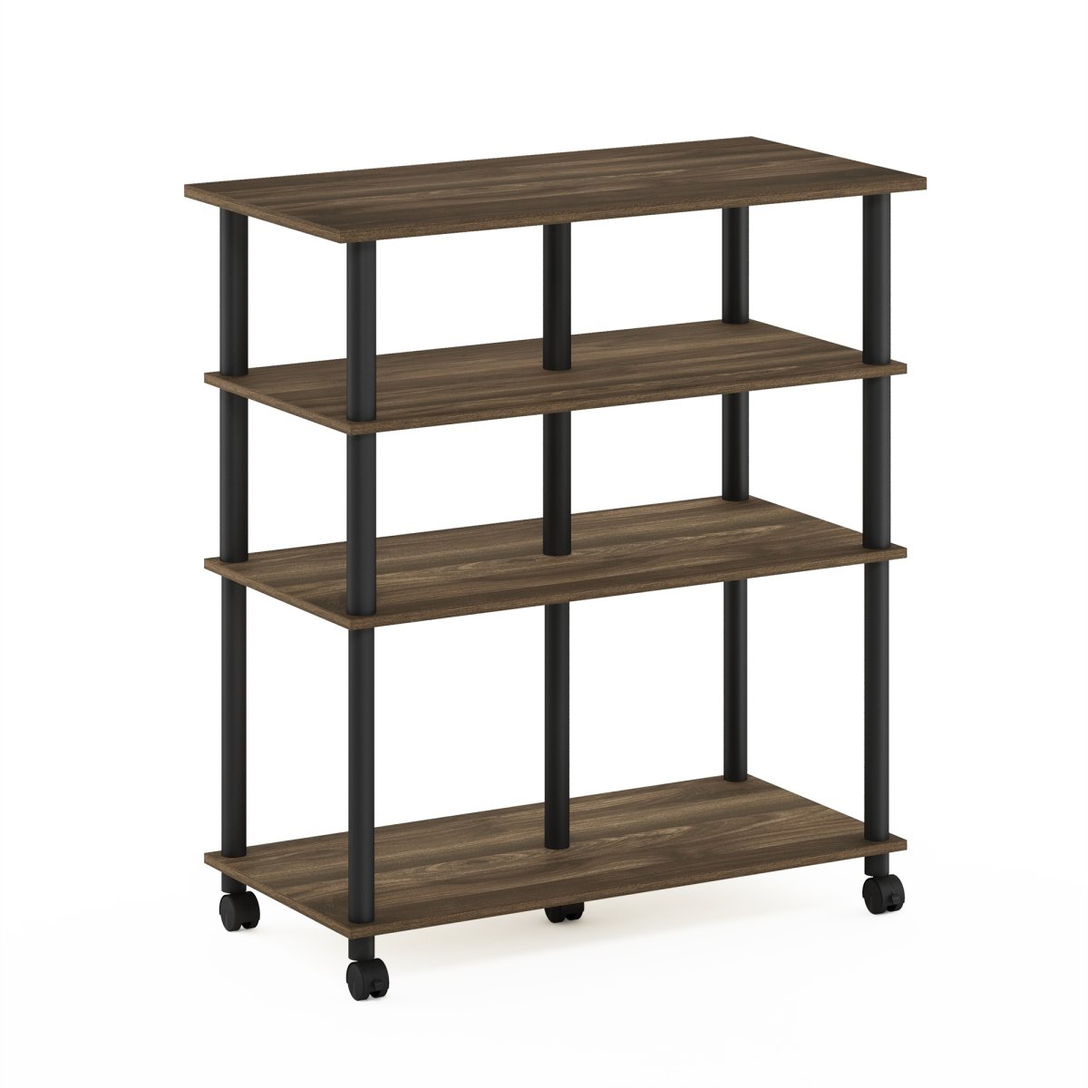 Helena 4-Tier Multifunction Rolling Kitchen Island Dining Cart on Wheels, Columbia Walnut & Black -  LRL, LR3034715