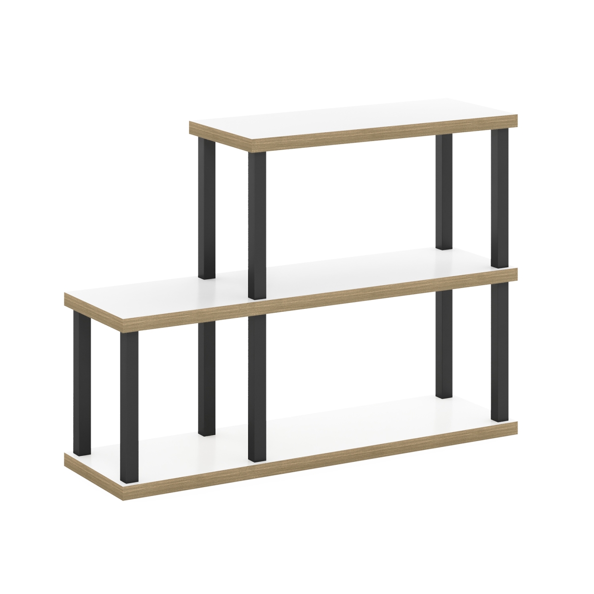 Turn-N-Tube No Tools 3-Tier Ladder Decorative Display Shelf, Solid White & Black