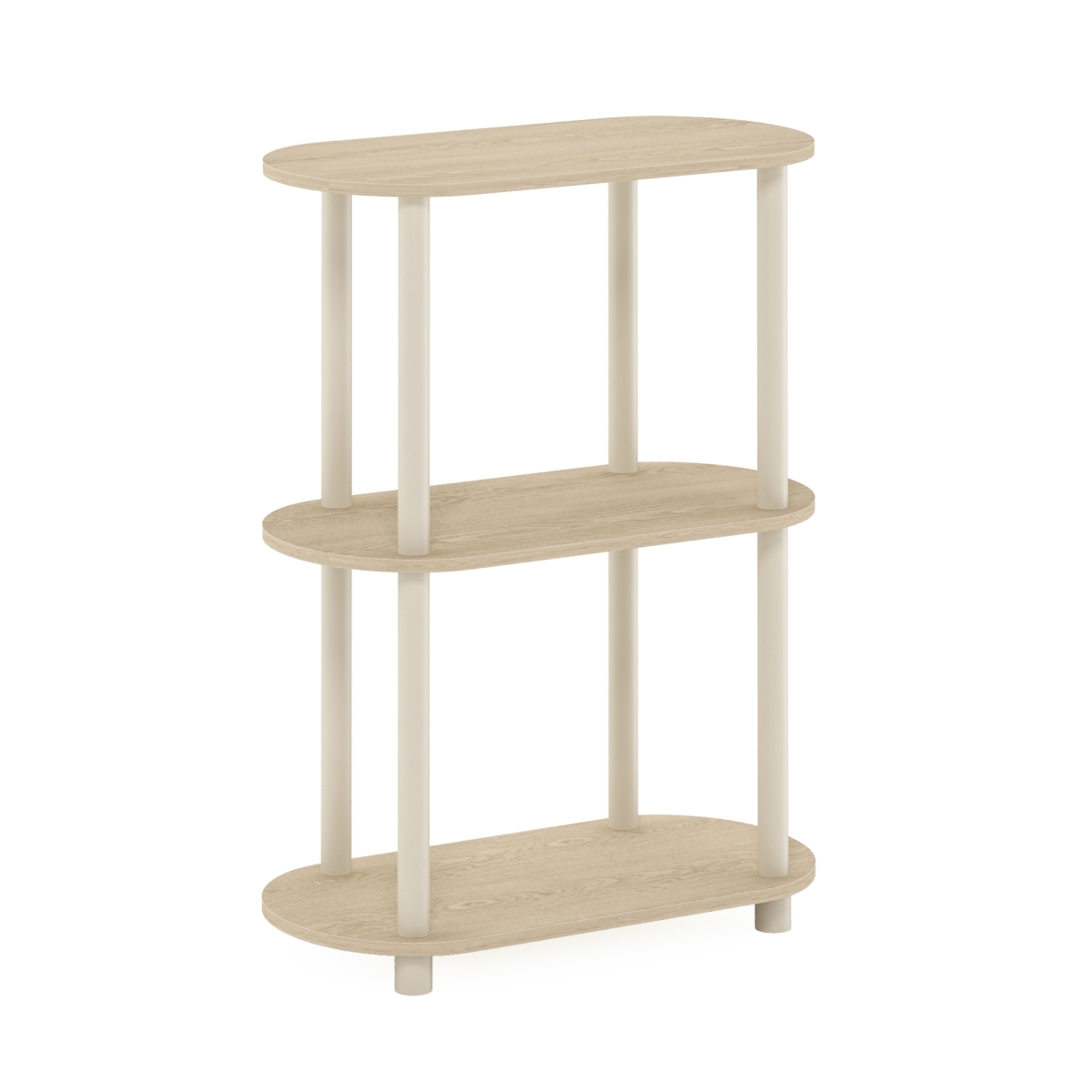 Picture of Furinno 22084BHOBE Turn-N-Tube No Tools 3-Tier Modern Oval Side Display Rack&#44; Bauhaus Oak & Beige