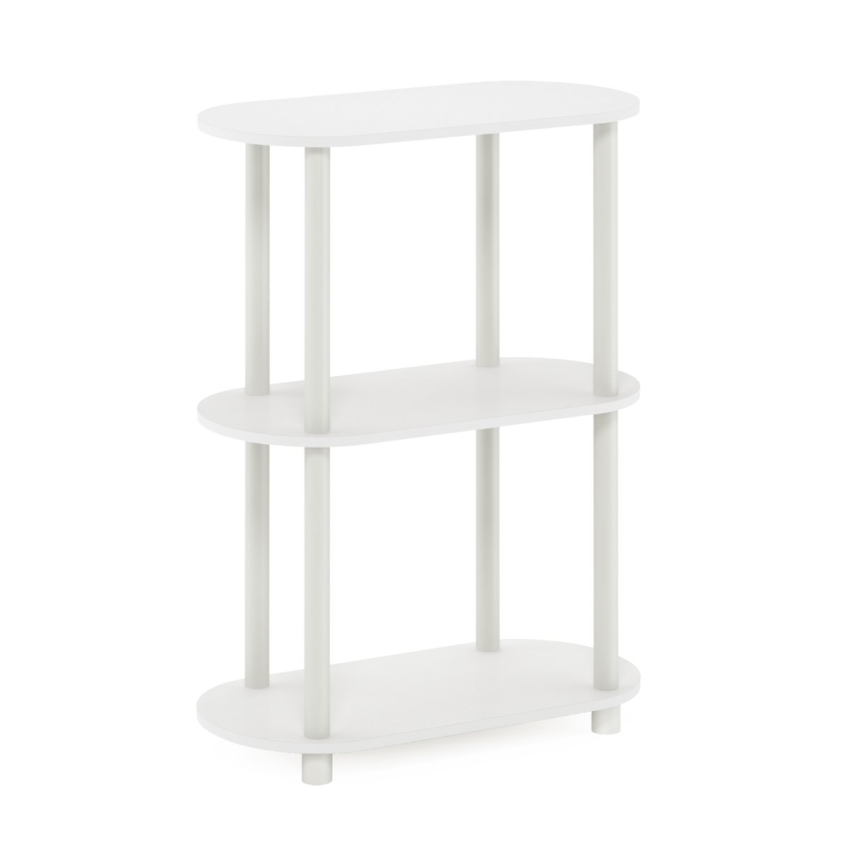 Picture of Furinno 22084WHVWH Turn-N-Tube No Tools 3-Tier Modern Oval Side Display Rack&#44; White & Virgin White