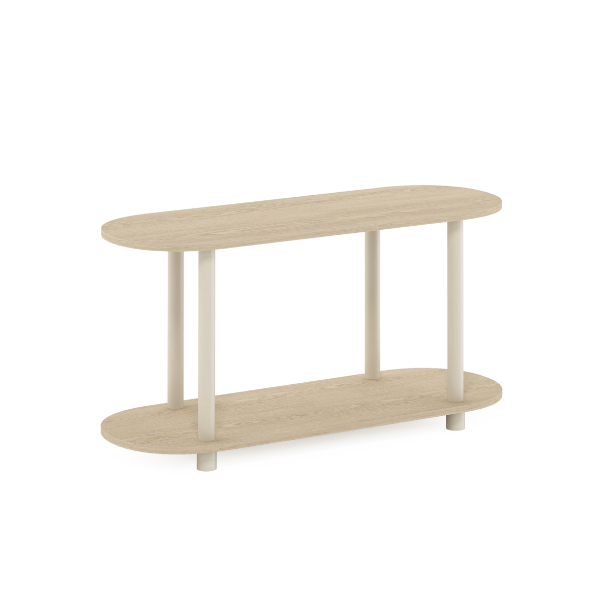 Turn-N-Tube No Tools Modern Oval Side Table, Bauhaus Oak & Beige