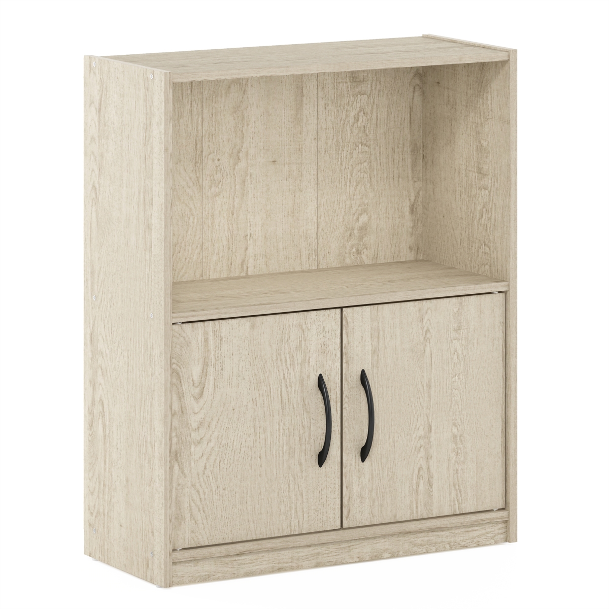 Gruen 2-Tier Open Shelf Bookcase with 2 Doors Storage Cabinet, Metropolitan Pine