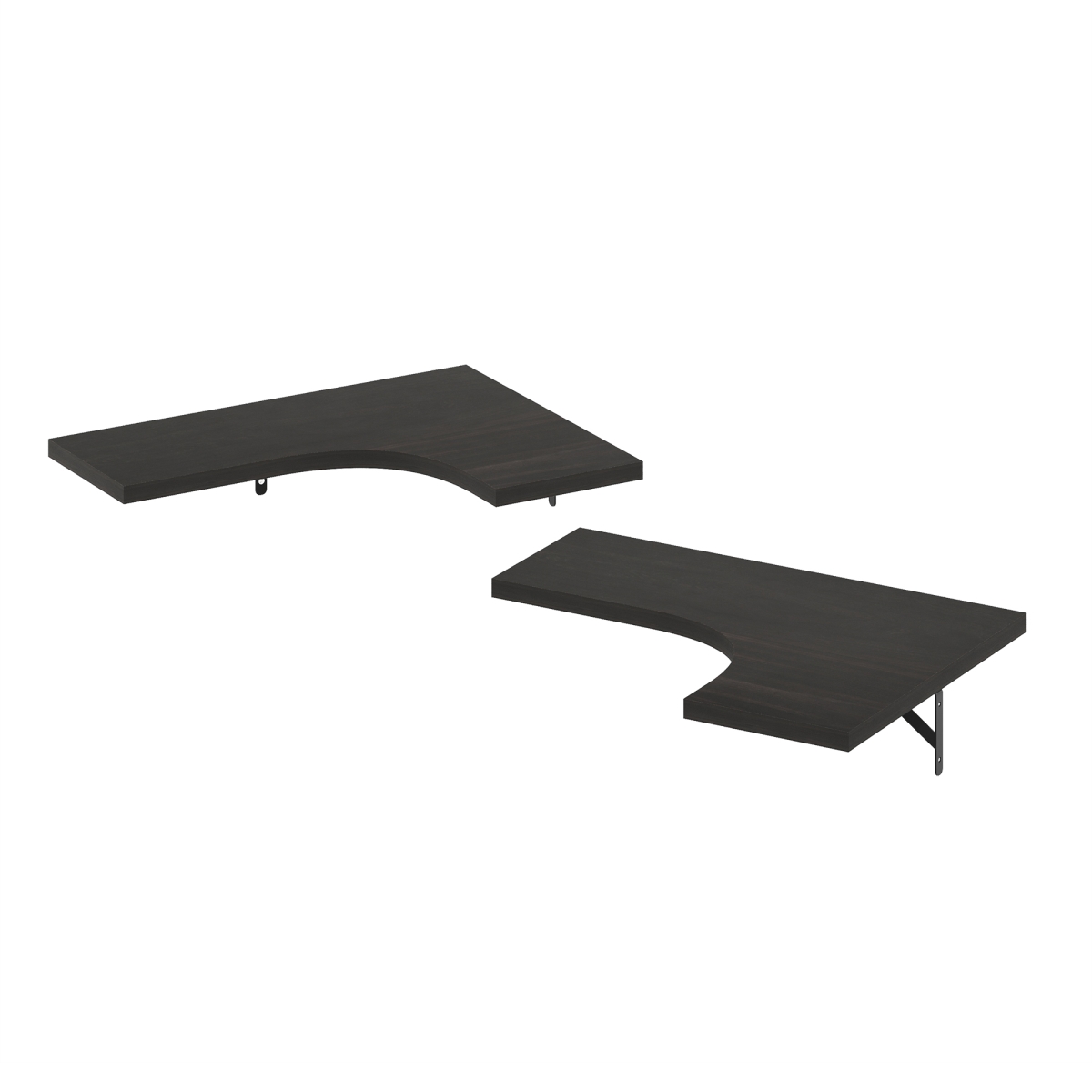22098EX Rossi Wall Mounted Corner L-Shape Floating Display Shelves, Espresso - Set of 2