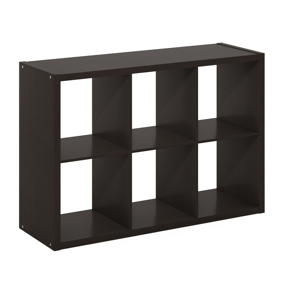 Picture of Furinno LU22005DOK Cubicle Open Back Decorative Cube Storage Organizer - 6-Cube&#44; Dark Oak