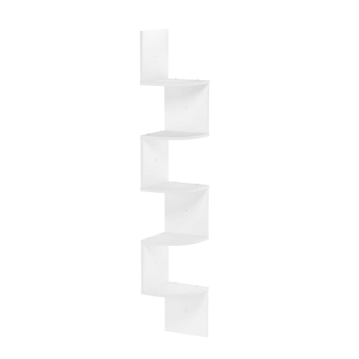 FR16122WH  Rossi 5-Tier Wall Mount Floating Radial Corner Shelf, White