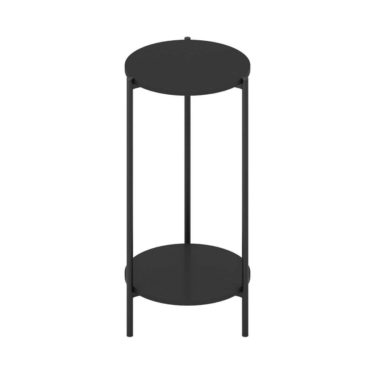 8.16 in. Besi 2-Tier Modern Tall Round Side End Table with Sturdy Metal Legs, Americano