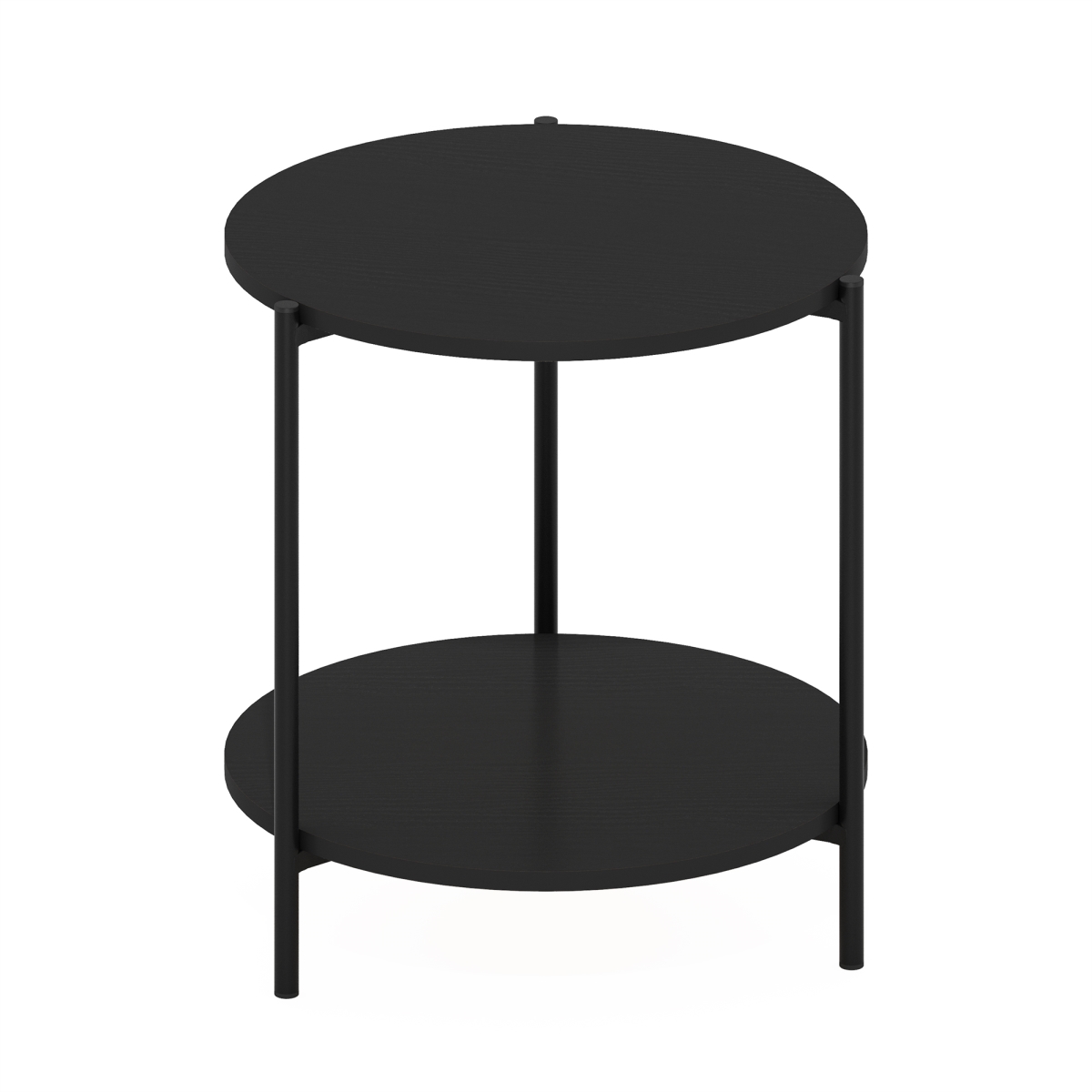 10.58 in. Besi 2-Tier Modern Round Side End Table with Sturdy Metal Legs, Americano