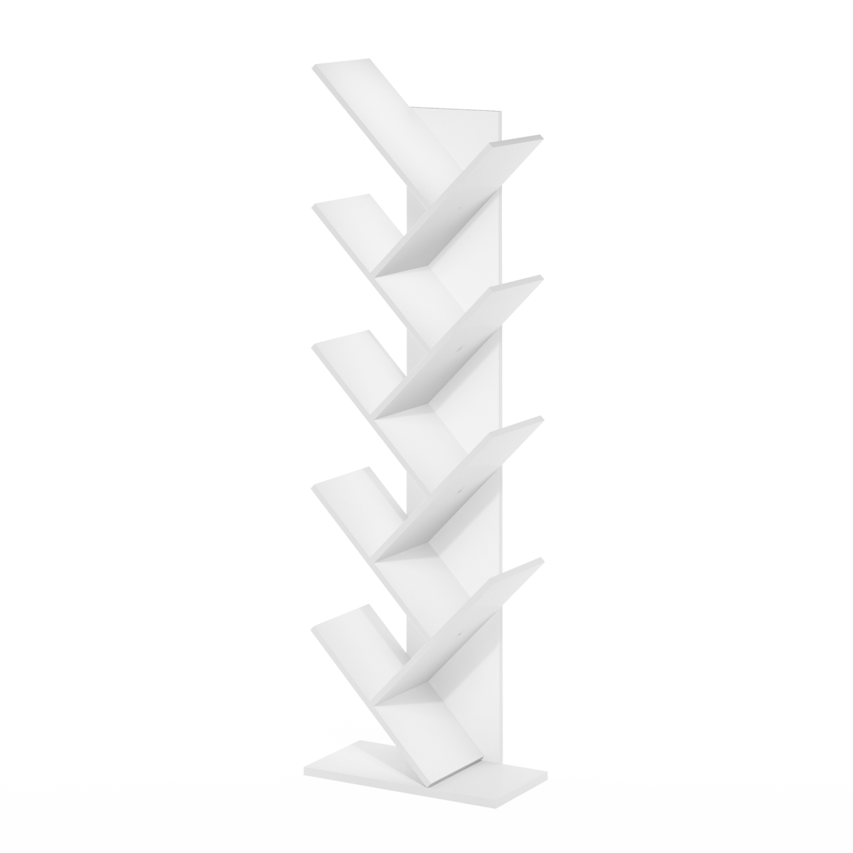 50.87 x 15.75 x 8.39 in. Tree Bookshelf 9-Tier Floor Standing Tree Bookcase, White