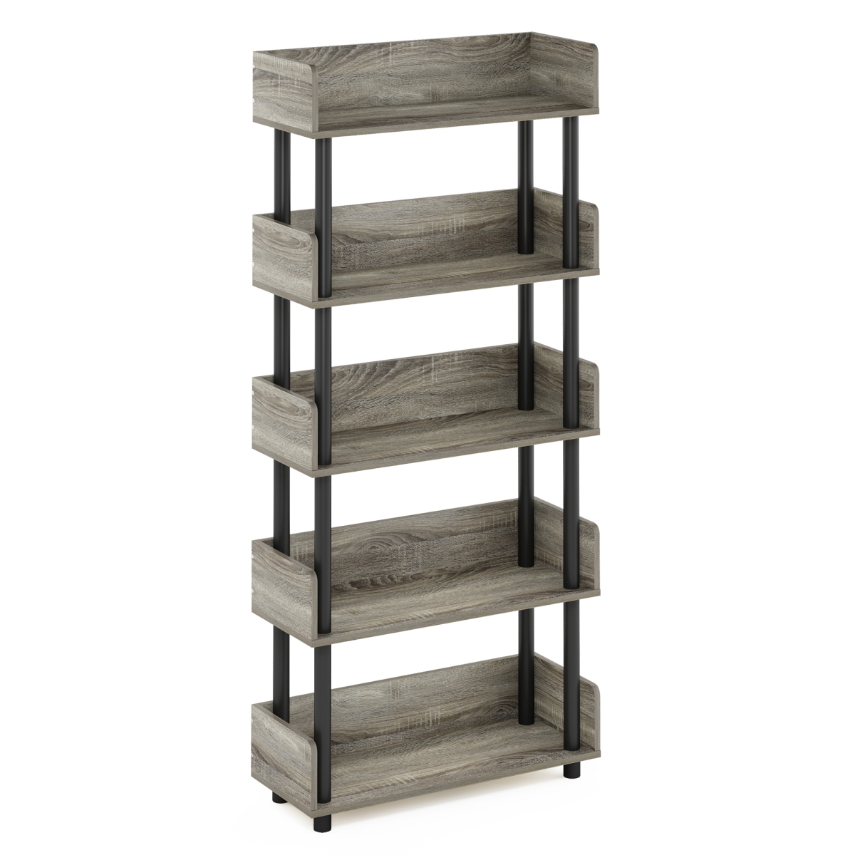 22222GYWBK 52.6 x 23.62 x 9.21 in. Turn-N-Tube 5-Tier Toolless Display Rack, French Oak & Black