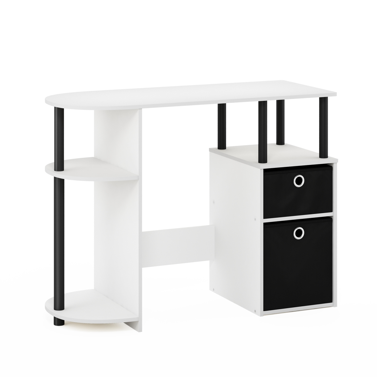 15111WHBKBK 28.46 x 38.39 x 15.55 in. Jaya Simplistic Computer Study Desk with Bin Drawers, White & Black