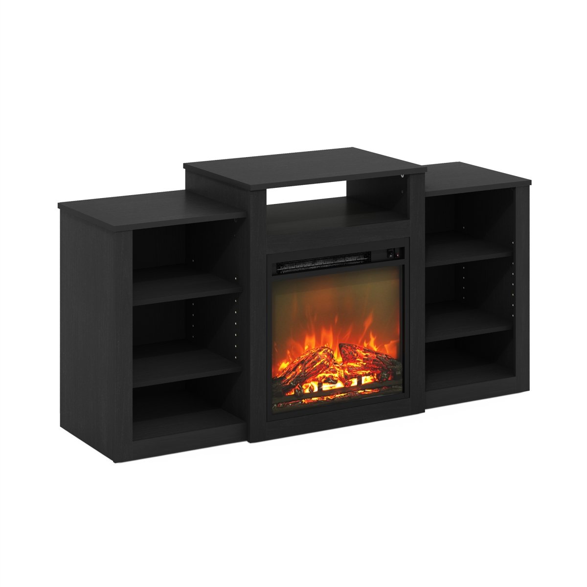 22119AM 27.28 x 52.64 x 15.67 in. Jensen TV Stand Entertainment Center with Electric Fireplace for Up to 55 in. TV, Americano -  Furinno