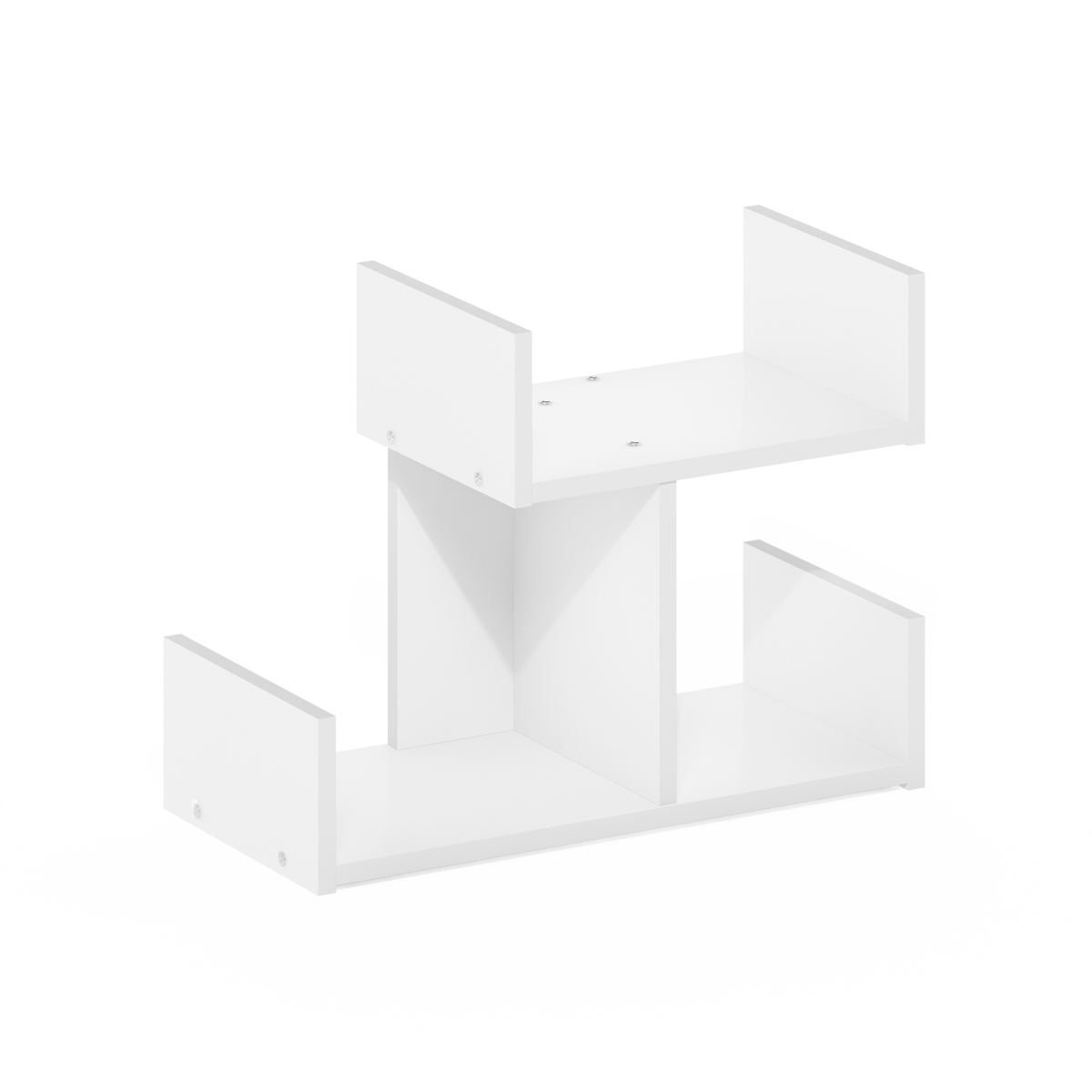 23055WH Hermite Wooden Desktop Bookshelf Storage Organizer, White