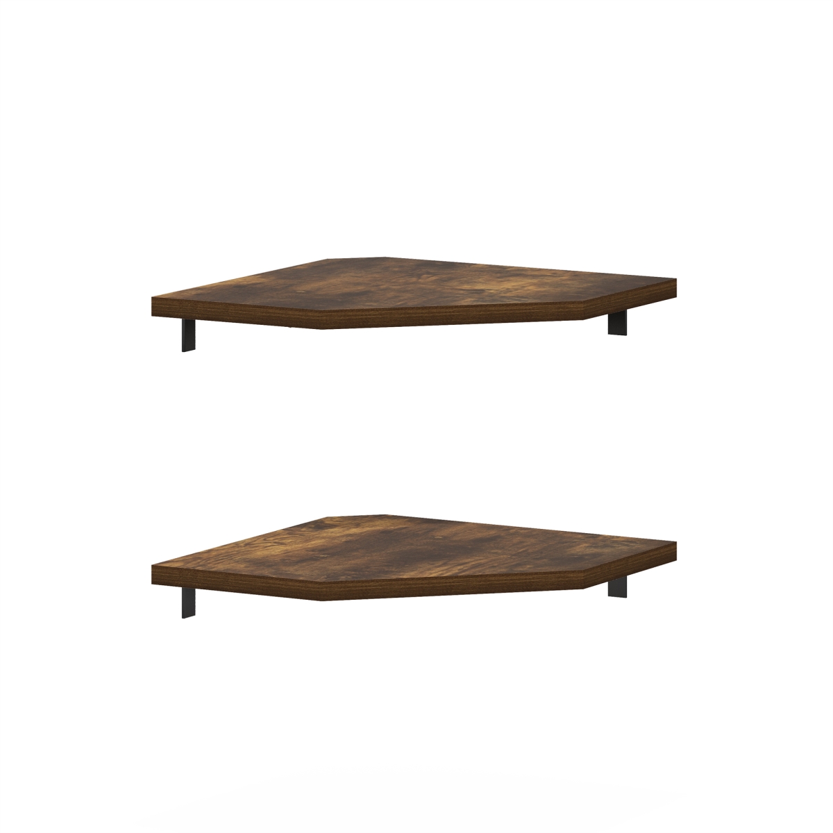 23407AP Rossi Hexagon Corner Floating Shelves, Wall Mount Display Shelf, Amber Pine - Set of 2