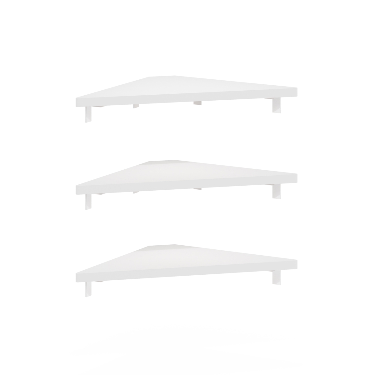 23408WH Rossi Triangle Corner Floating Shelves, Wall Mount Display Shelf, White - Set of 3