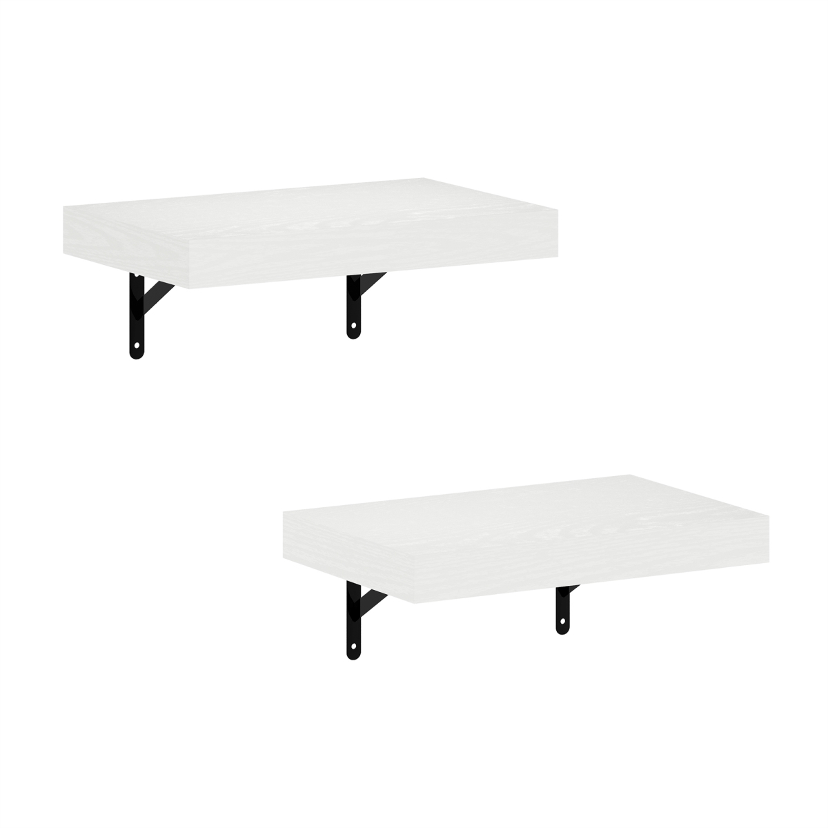 24036TWH 14.6 in. Wall Mounted Floating Display Shelves, White Texture - Pack of 2