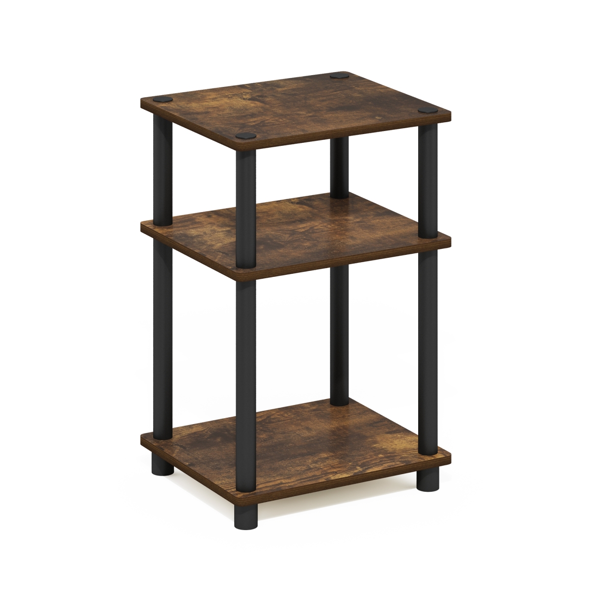11087APBK Rectangular 3-Tier Turn-N-Tube End Table, Amber Pine & Black