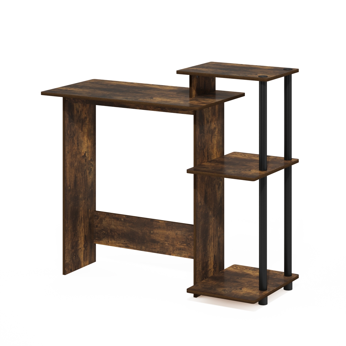 11192APBK Square Side Shelf Laptop Notebook Computer Desk, Amber Pine & Black