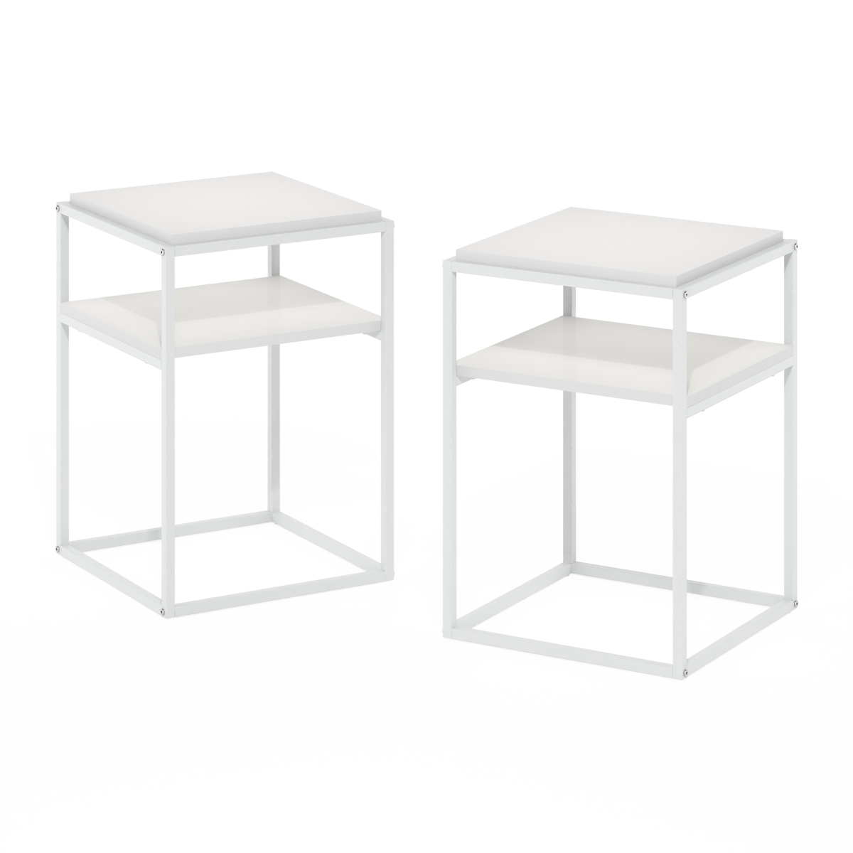 2FM19159WHSWH Moretti Modern Lifestyle 2-Tier Solid Stackable Shelf, White - Set of 2