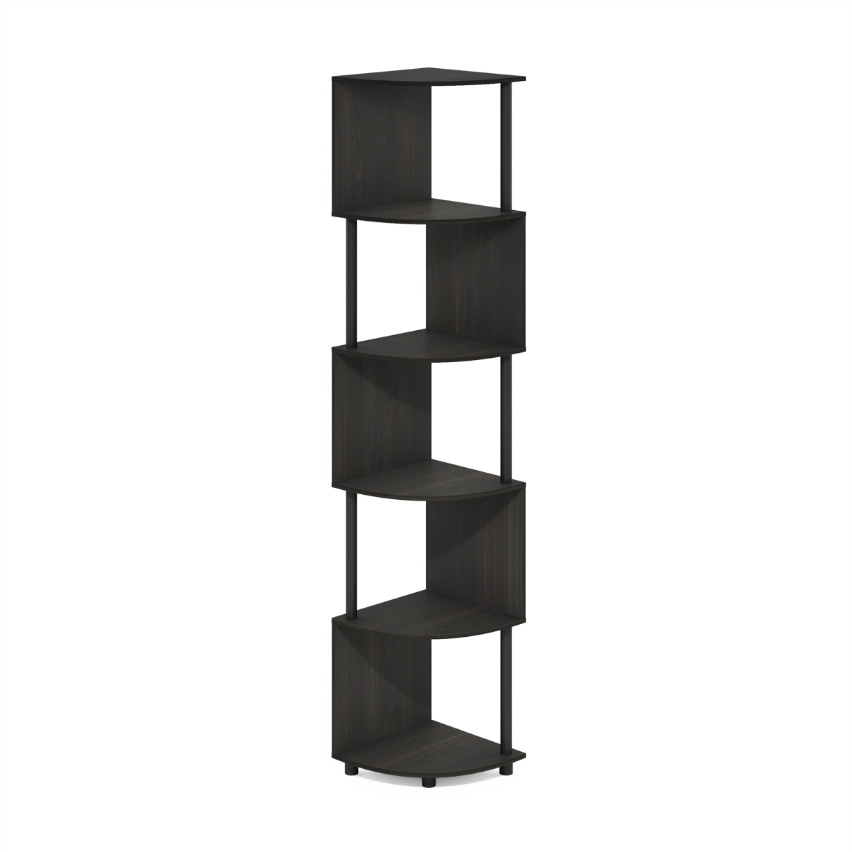 24014EXBK Econ 5-Tier Zigzag Corner Shelf Bookcase & Bookshelf, Espresso & Black