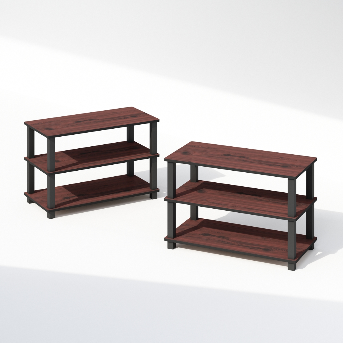 213080DCBK Turn-S-Tube 3-Tier Multipurpose Standing Shelves, Dark Cherry & Black - Set of 2