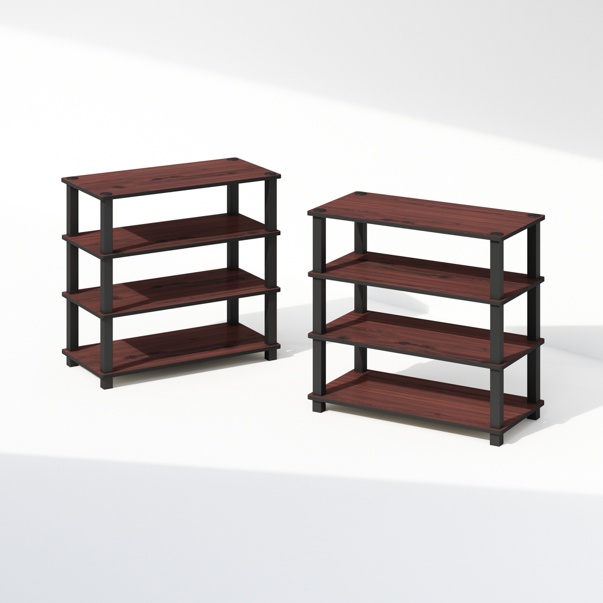 213081DCBK Turn-S-Tube 4-Tier Multipurpose Standing Shelves, Dark Cherry & Black - Set of 2