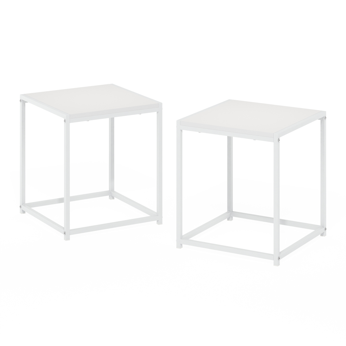2FM19121WHSWH Camnus Modern Living End Table, Solid White & White - Set of 2