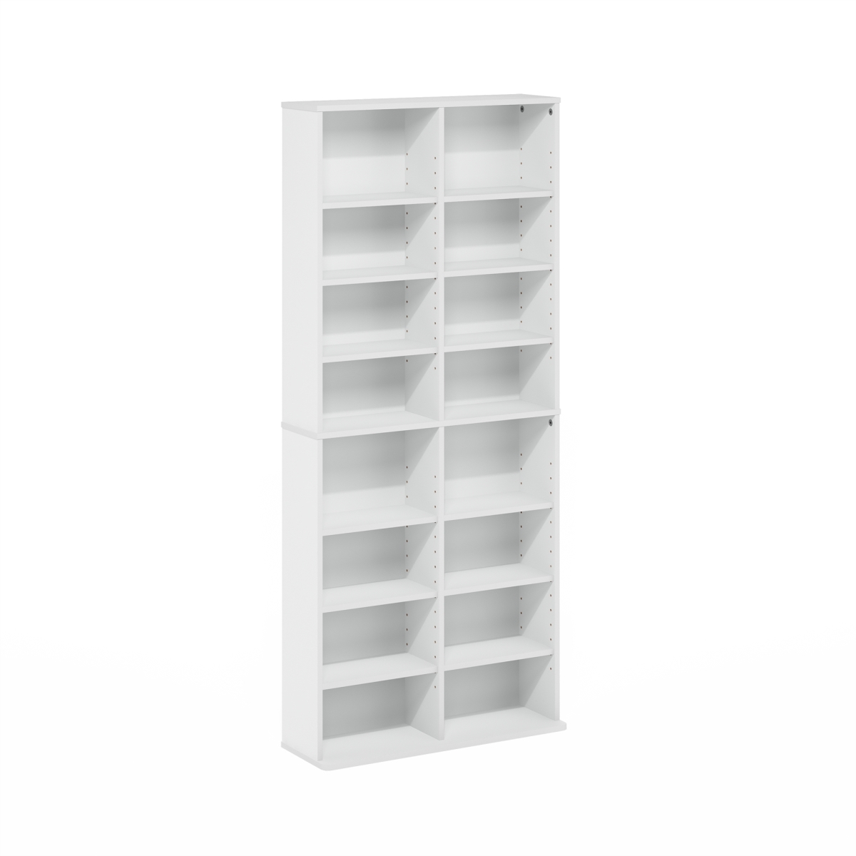 24067WH JAYA 16-Shelf Multimedia Media Storage Tower Rack with Adjustable Shelves, White
