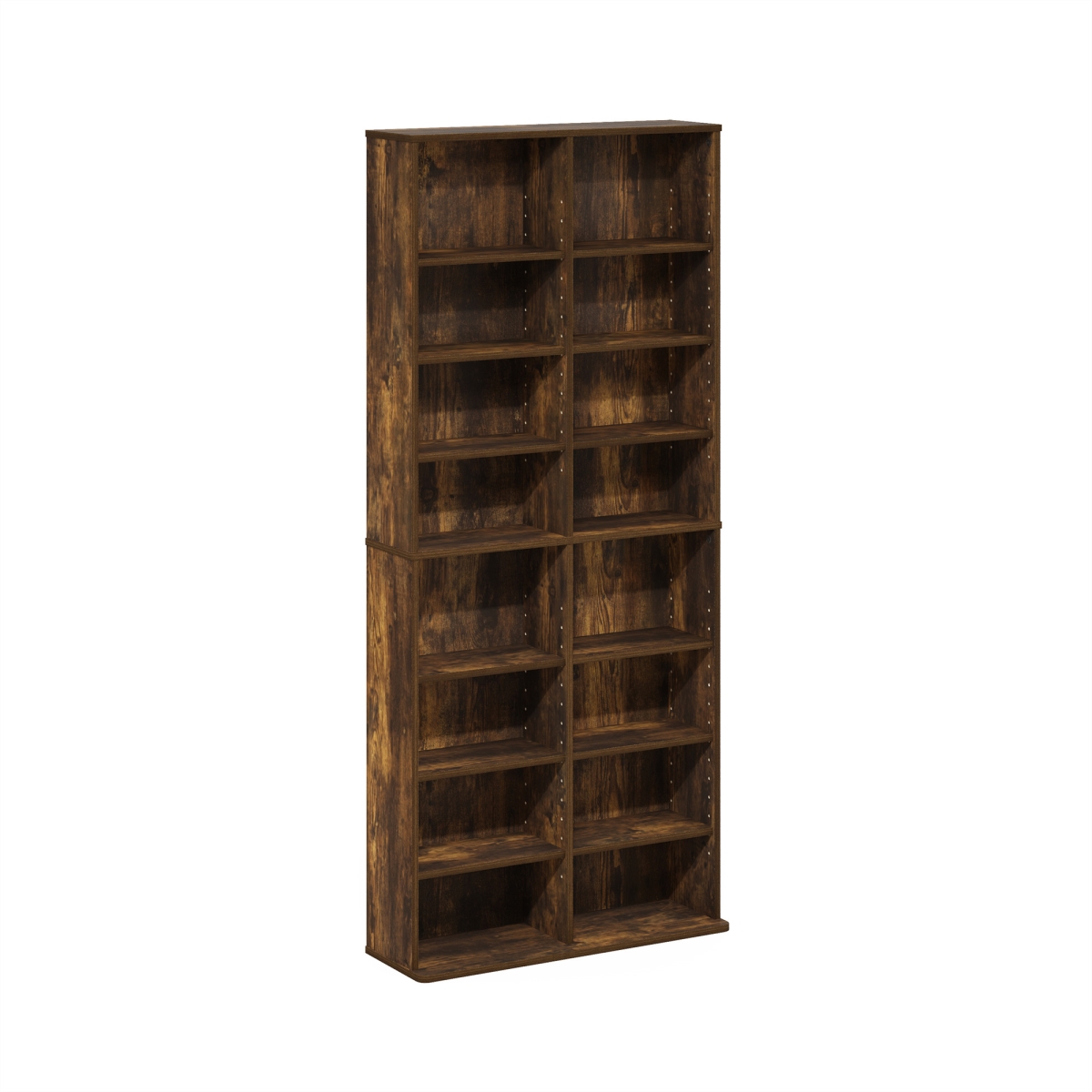 24067AP JAYA 16-Shelf Multimedia Media Storage Tower Rack with Adjustable Shelves, Amber Pine