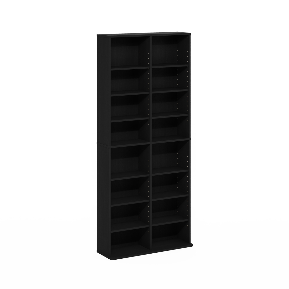 24067AM JAYA 16-Shelf Multimedia Media Storage Tower Rack with Adjustable Shelves, Americano