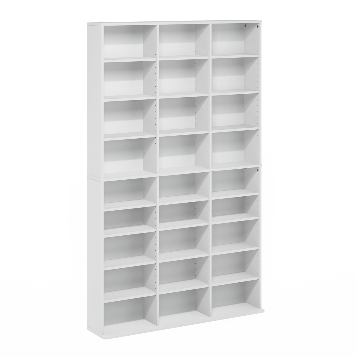 24068WH JAYA 24-Shelf Multimedia Media Storage Tower Rack with Adjustable Shelves, White